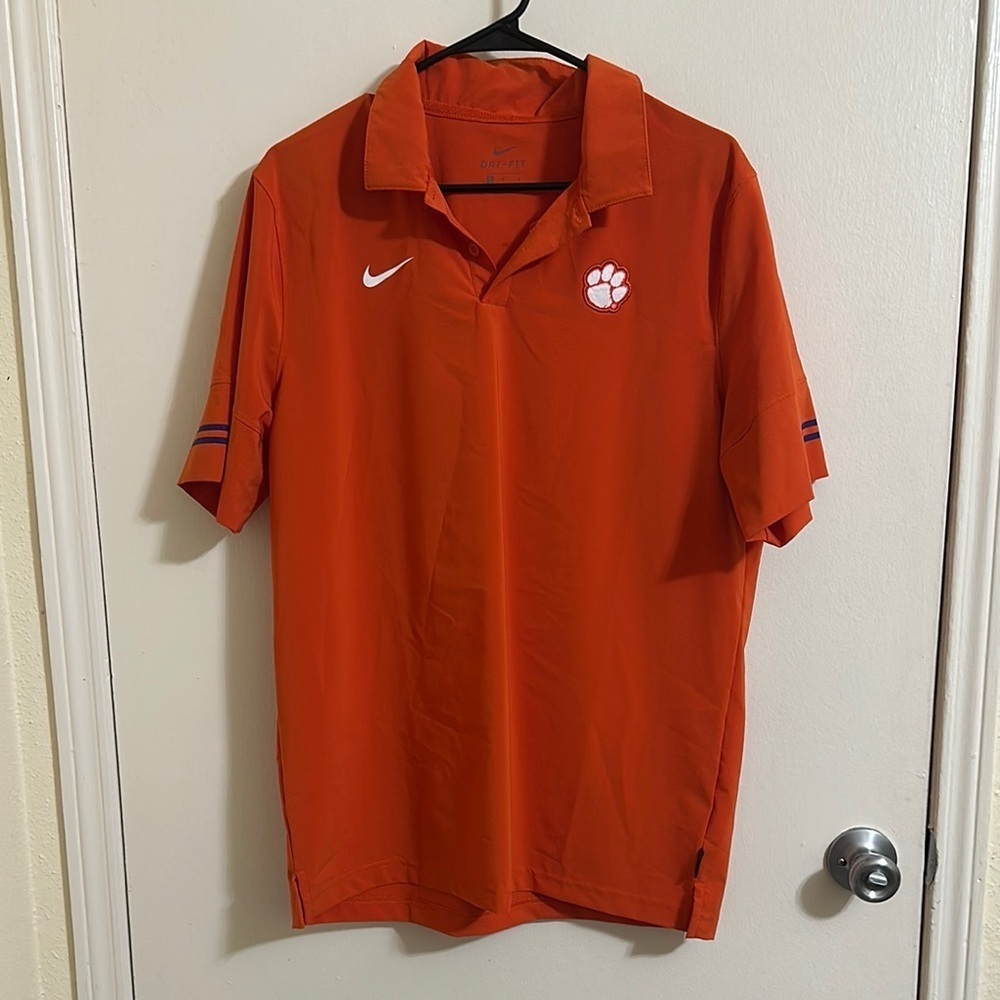 EUC Nike Clemson Men's Orange Polo Shirt On Field‎